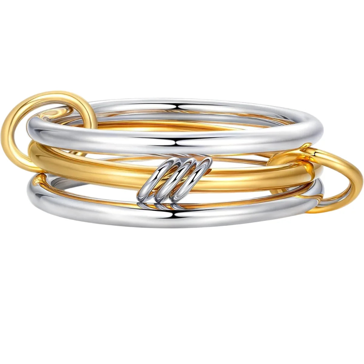 A Niche Two-Color Four-Ring Copper Jewelry Ring, Hypoallergenic, Ins Style, Stacking Artifact, Suitable For Young Women Vera Lux