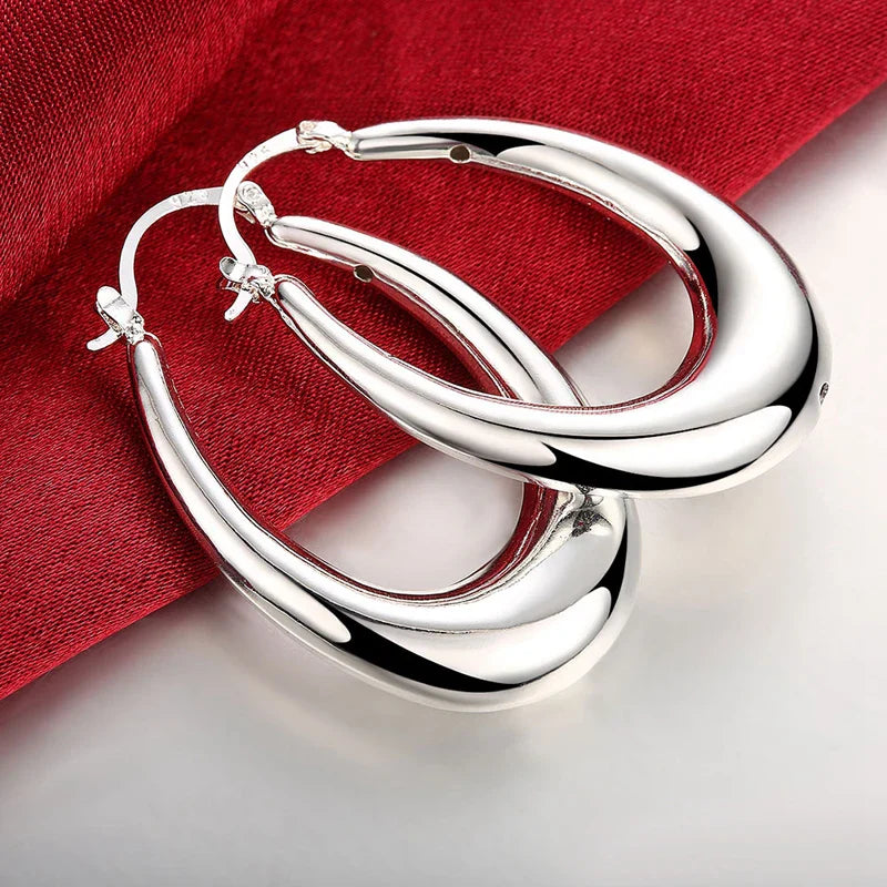 925 Silver Big Moon Hoop Earrings For Women Fashion Jewelry Wholesale Vera Lux