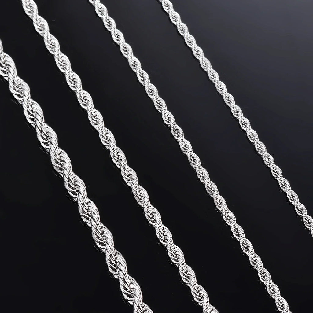 1 piece 925 sterling silver Width 2mm/3mm/4mm Rope Chain Necklace/Bracelet For Men Women Man Fashion Chain Necklace Vera Lux