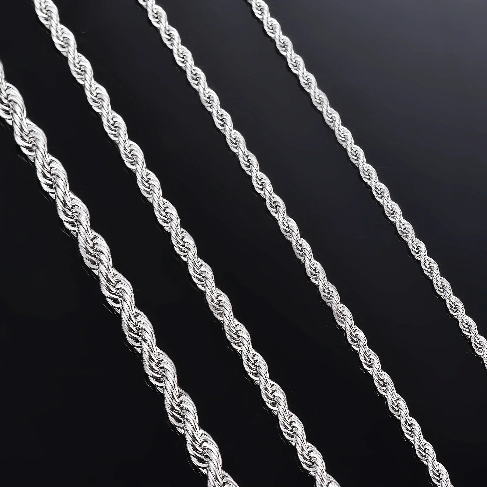 1 piece 925 sterling silver Width 2mm/3mm/4mm Rope Chain Necklace/Bracelet For Men Women Man Fashion Chain Necklace Vera Lux