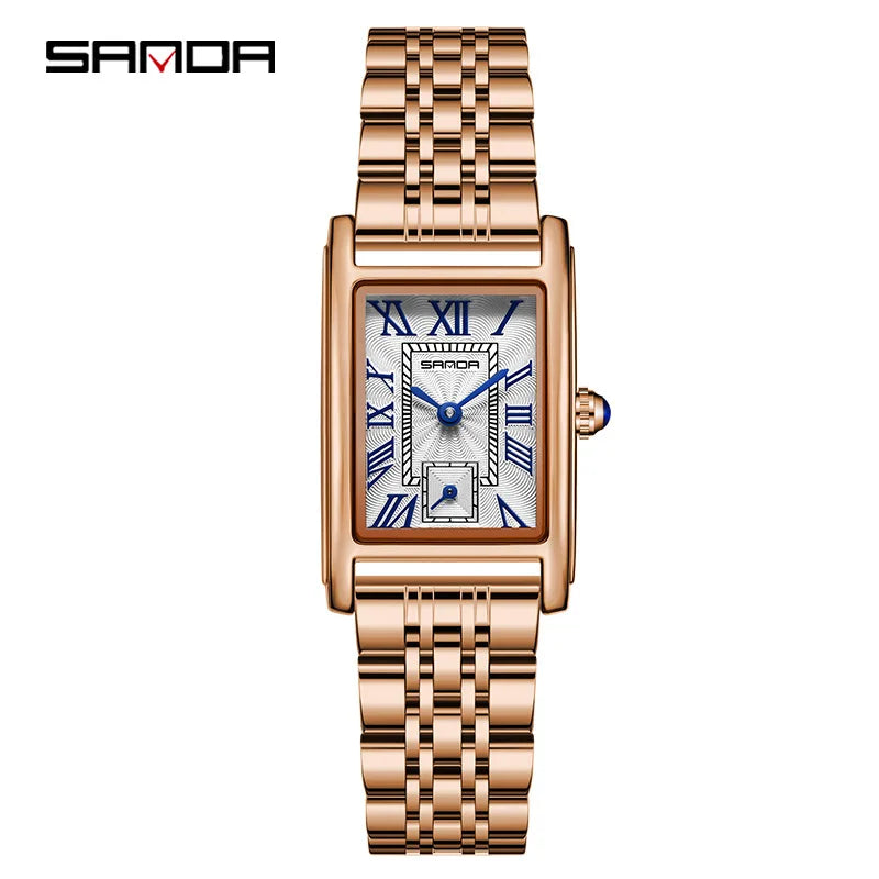 Sanda 1116 New Fashion 2023 Elegant Design Rectangle Dial Water Resistant Quartz Movement Business Women Analog Wrist Watch Vera Lux