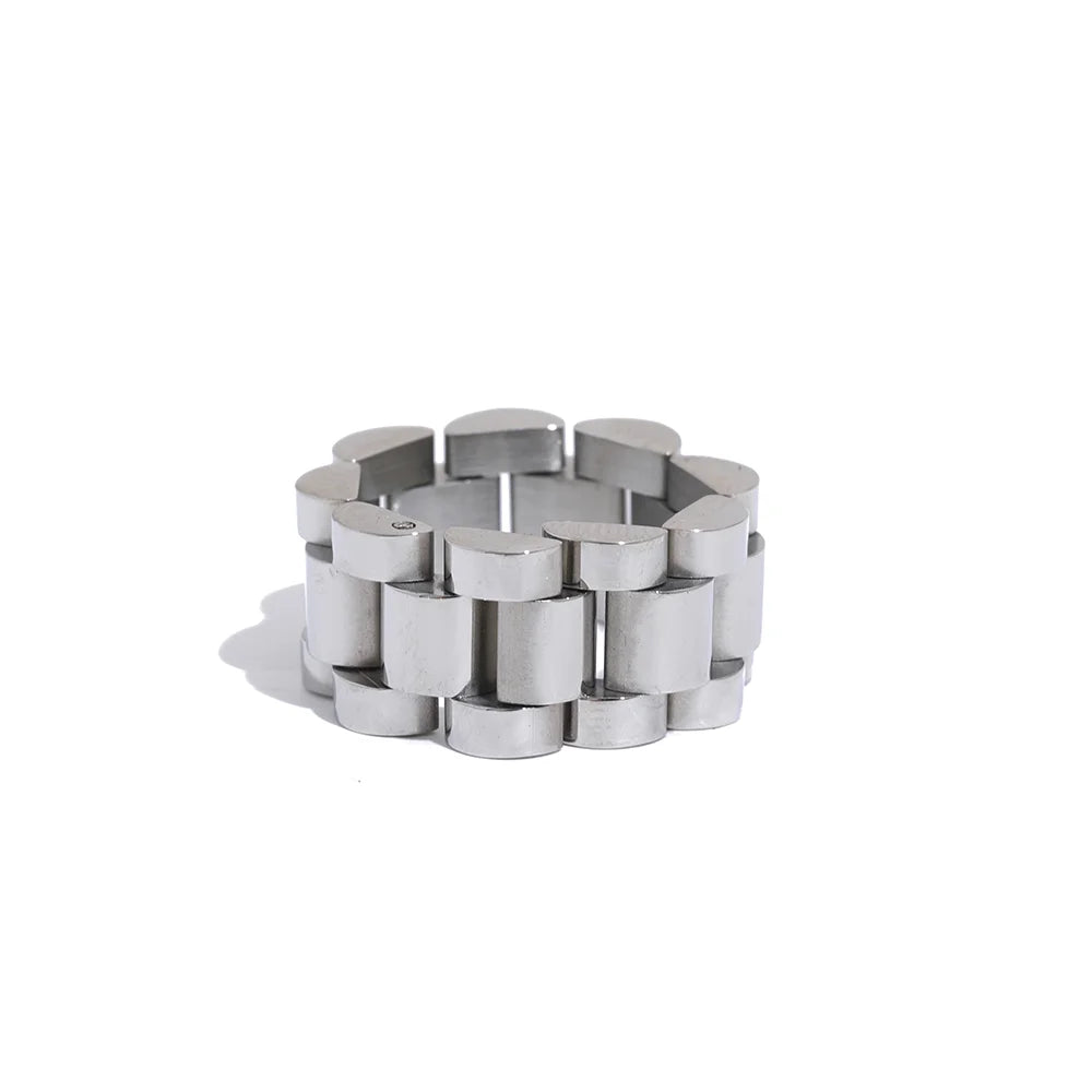 Yhpup New Waterproof Stainless Steel Chain Finger Ring Personalized Metal Texture Rust Proof Charm Fashion Jewelry for Women Vera Lux