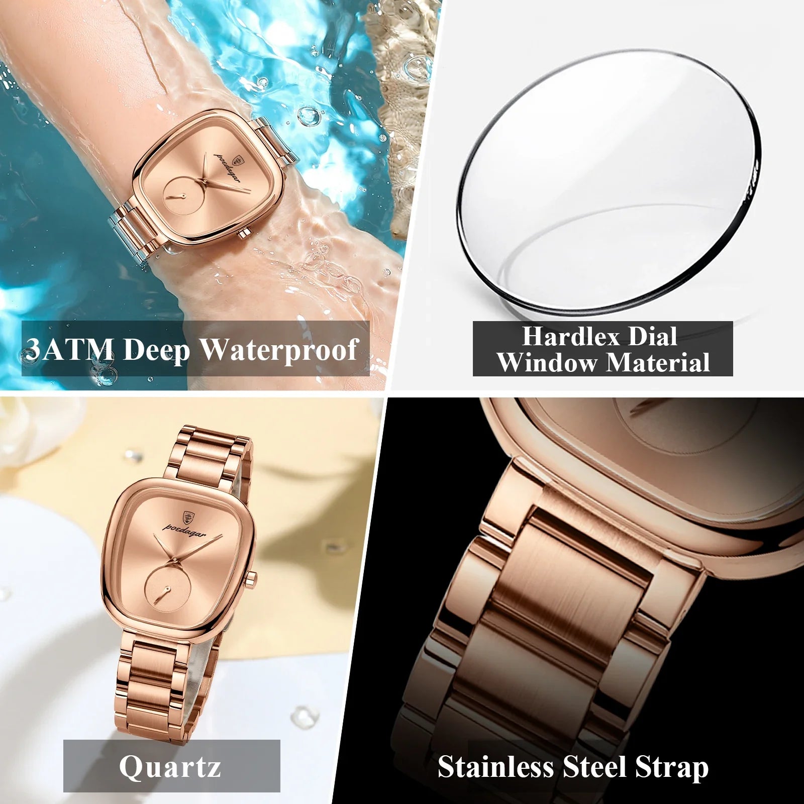 POEDAGAR Luxury Watch for Woman Waterproof Stainless Steel Quartz Ladies Watch High Quality Women's Watches Elegant Female Clock Vera Lux