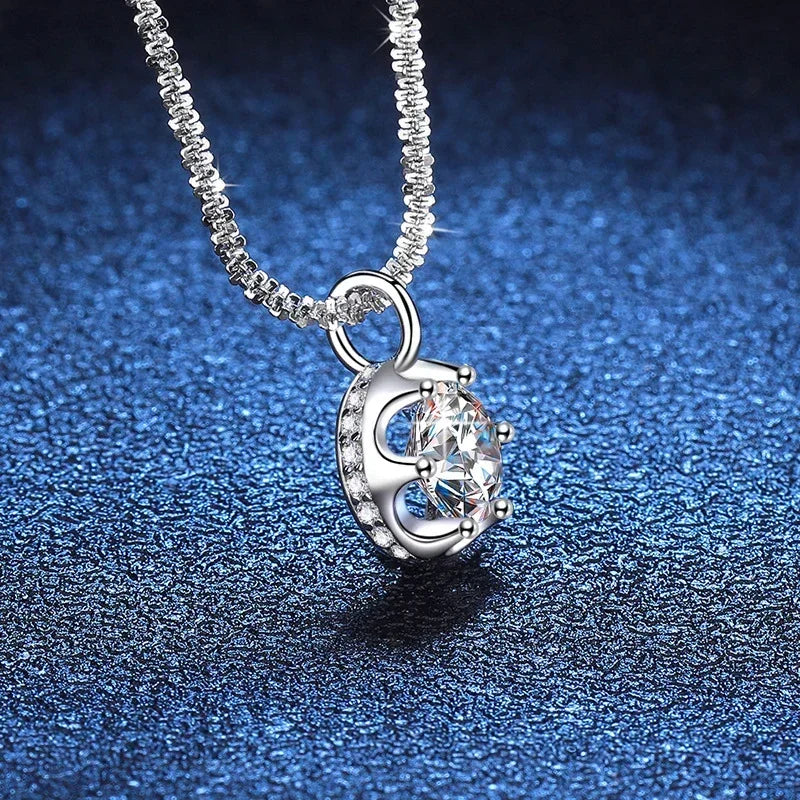 NeeTim 2ct Moissanite Necklace Pendant S925 Sterling Silver  Party Wedding Lab Dimond Gem Necklaces For Women with Certificate Vera Lux