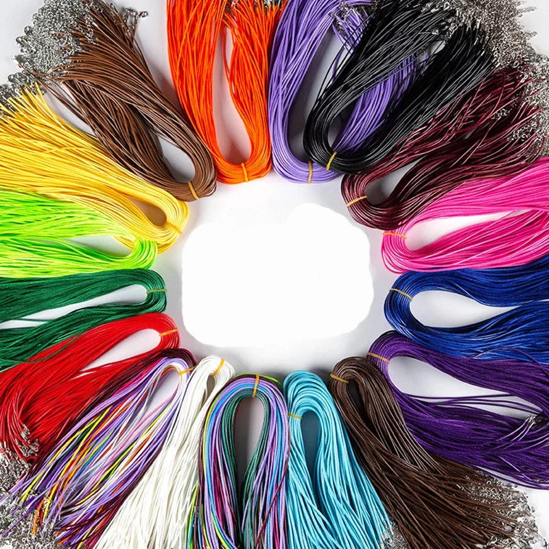 100Pcs Colorful Wax Leather Snake Necklace Women Men Cord String Rope Wire Extender Chain For Jewelry Making Bulk Wholesale Vera Lux