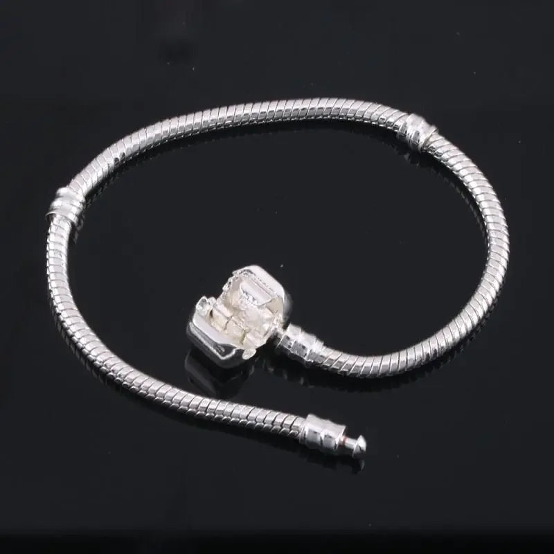 Original 925 Sterling Silver Snake Bone Charm Bracelet Bangle Fine Jewelry Basic Charm Bracelets for Women men Party DIY Jewelry Vera Lux
