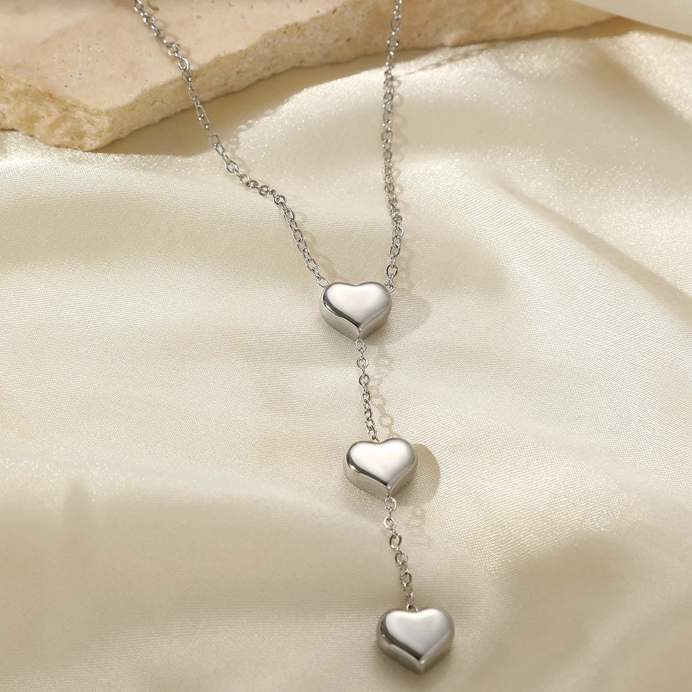 Stainless Steel Necklaces Small Fresh Fringe Peach Heart Pendant Necklace For Women Jewelry Valentine's Day Anniversary Gift New Vera Lux