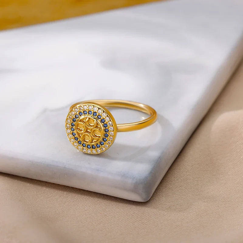 Fashion Anxiety Ring Spinner Rings For Women Satinless Steel Gold Color Round Rotary Anti Stress Fidget Ring Party Jewelry Gift Vera Lux