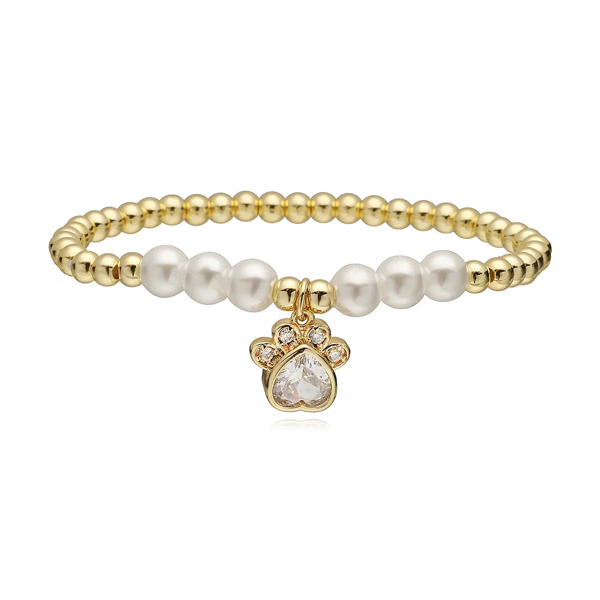NEWBUY Non-Fading Gold Color Copper Jewelry AAA CZ Zircon Paw Charm Beads Bracelets For Women Party Jewelry Vera Lux