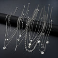 13Pcs/Set Simple Temperament Necklace Set Butterfly Pearl Heart Star Zircon Silver Color Necklace for Women Fashion Jewelry Gift Vera Lux
