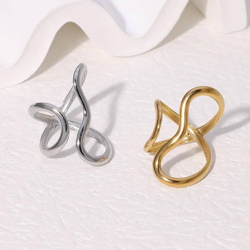 LATS Stainless Steel Gold Color Rings for Women Men 2024 Colorfast Popular Party Personalized Exaggerated Charms Jewelry Gifts Vera Lux