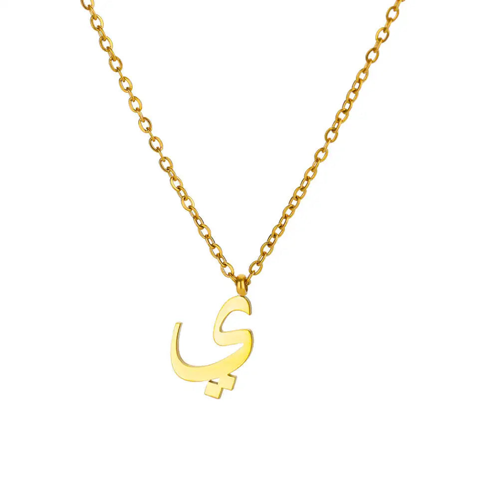 Arabic Letter Name Pendant Necklace For Women Stainless Steel Inital Chain Choker Collar Necklace 2024 Wedding Jewelry bijoux Vera Lux