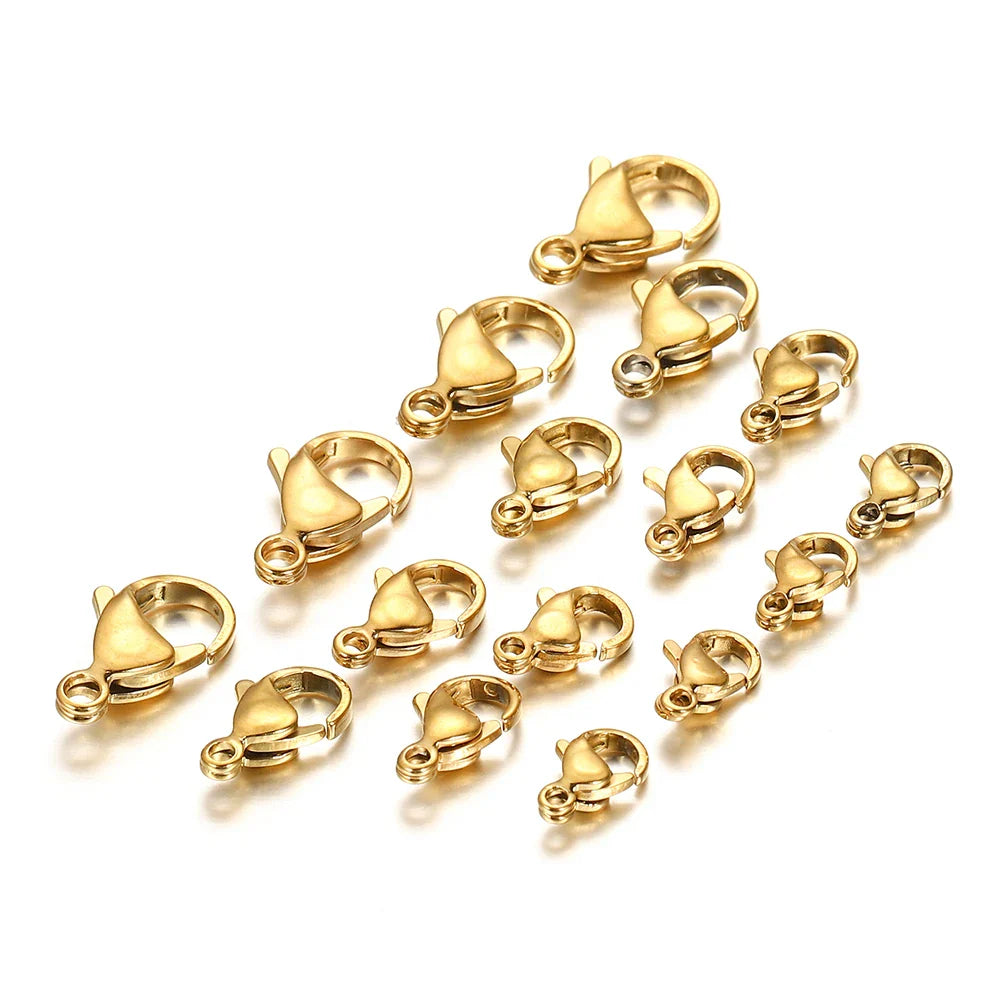 10pcs/lot Stainless Steel Lobster Clasp Hooks Bracelet Necklace Chain Connectors For DIY Jewelry Making Supplies Accessories Vera Lux