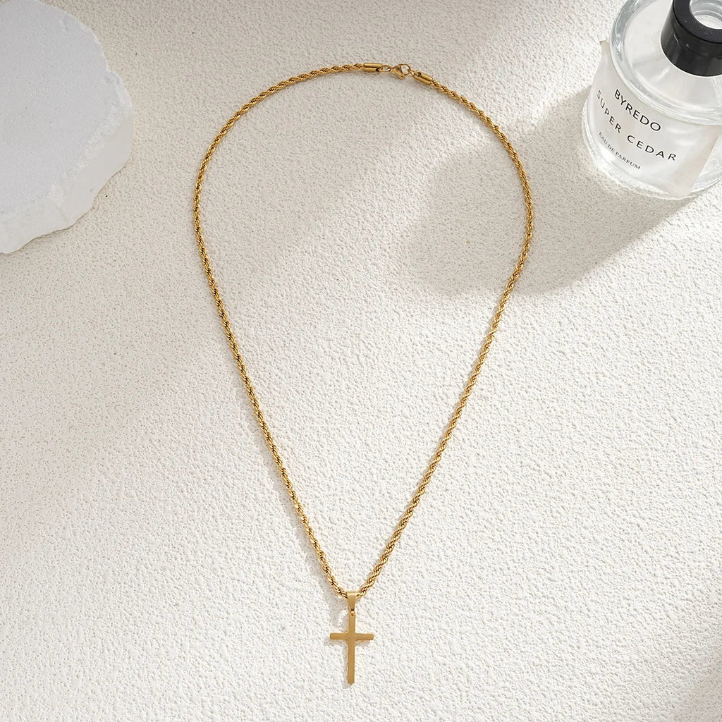 New Stainless Steel Cross Pendant Necklace for Men Women Minimalist Gold Color Jewelry Male Female Necklaces Chokers Gifts 2024 Vera Lux