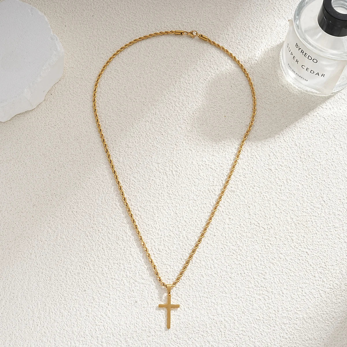 New Stainless Steel Cross Pendant Necklace for Men Women Minimalist Gold Color Jewelry Male Female Necklaces Chokers Gifts 2024 Vera Lux