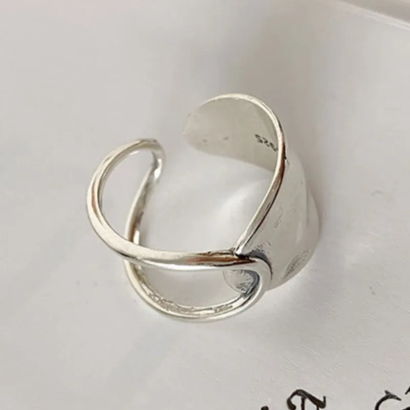 925 Sterling Silver Chain Knot Ring For Women Wrap Wide Band Rock Geometry Punk Jewelry Gift Wholesale Dropshipping Vera Lux