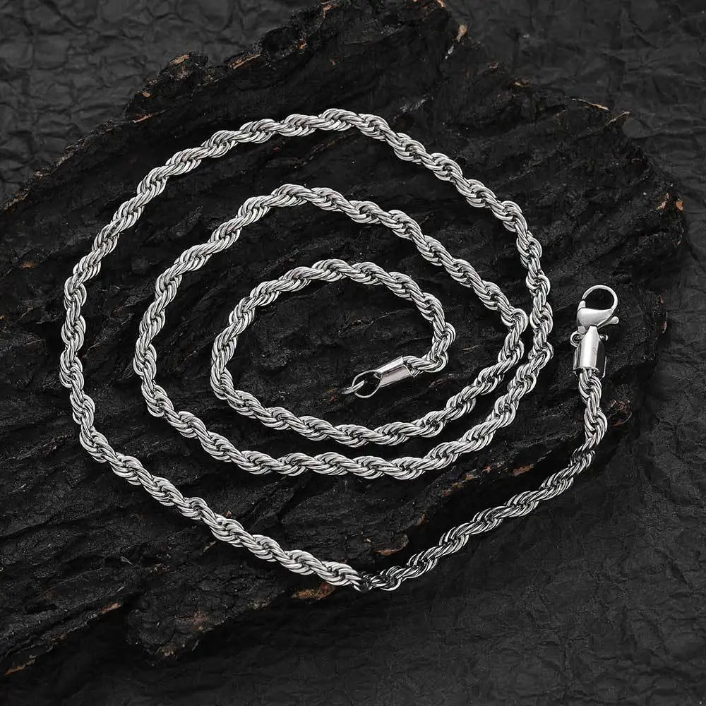 2-6MM Stainless Steel Necklace For Women Men Never Fade Waterproof Twisted Rope Chain Fashion Jewelry 16-30 inches Vera Lux