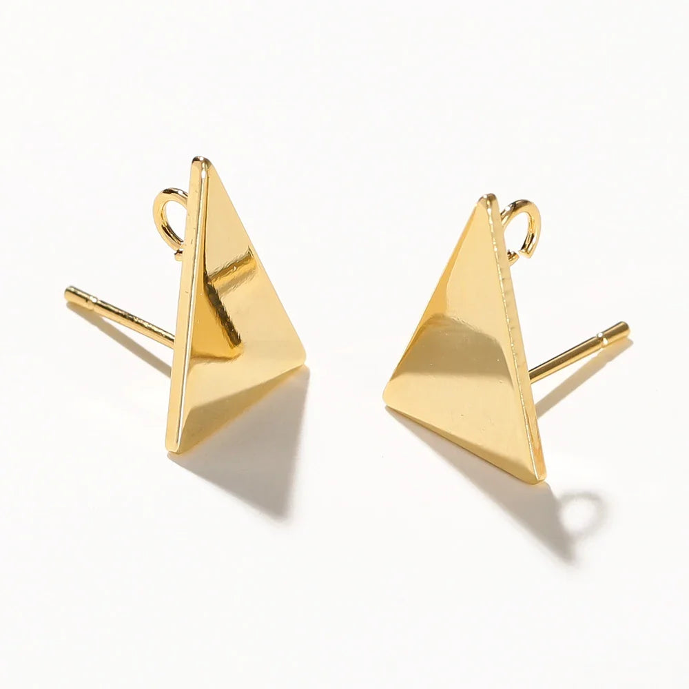 10pcs/lot 10x15MM 18K Gold Plated Brass Triangle Stud Earrings High Quality DIY For Jewelry Making Finding Earrings Accessories Vera Lux