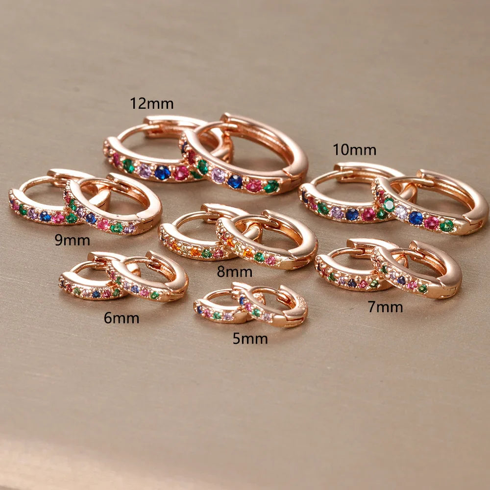 2PCS Stainless Steel Minimal Crystal Zirconia Hoop Earrings Gold Silver Color Small Huggie Cartilage Earring Piercing Jewelry Vera Lux