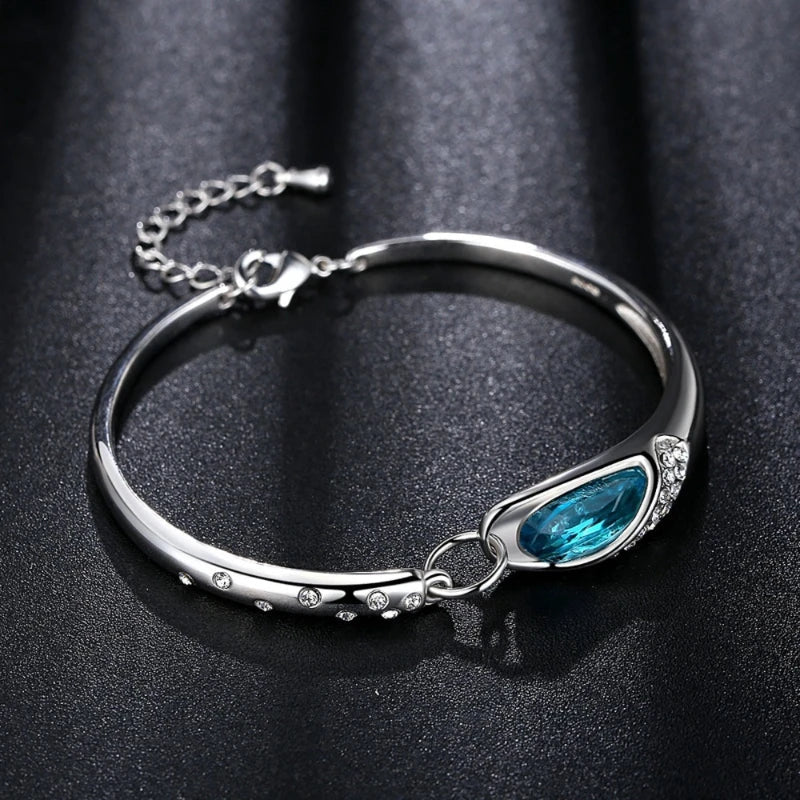 1pcs Blue Gemstone Bracelet Exquisite And Minimalist Style Lightweight Adjustable Chain Women's Daily Accessories Bracelet Vera Lux