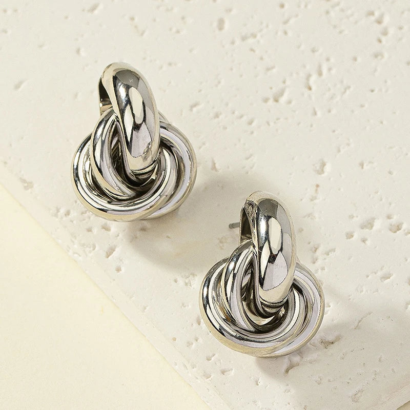 Obega Gold SIlver Color Knot Hoop Earring For Women Shiny Plating Trendy Earring Stud Cute Daily Wear Jewelry Vera Lux