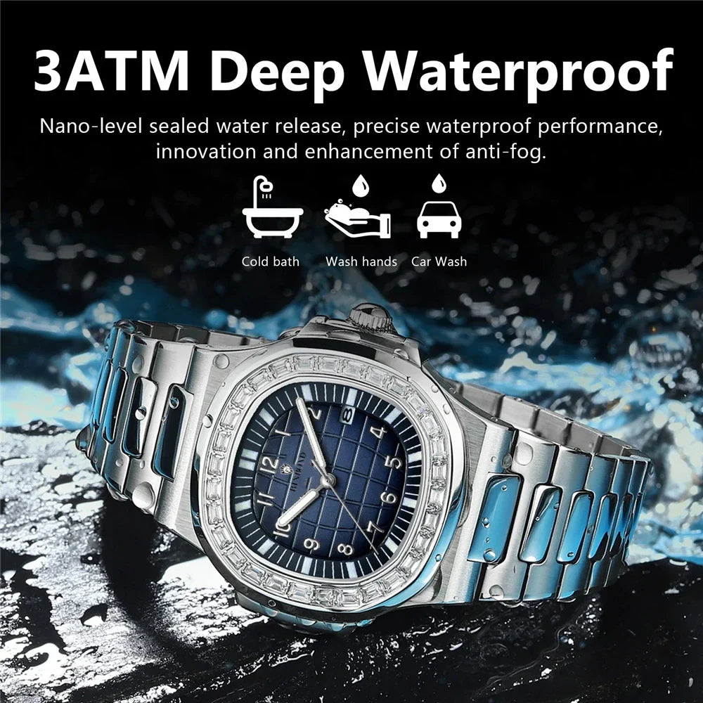 New Simple Digital Full Diamond Watch For Man Gifts Fashion Quartz Wristwatches Mens Automatic Watches Man Clock Montre Homme Vera Lux
