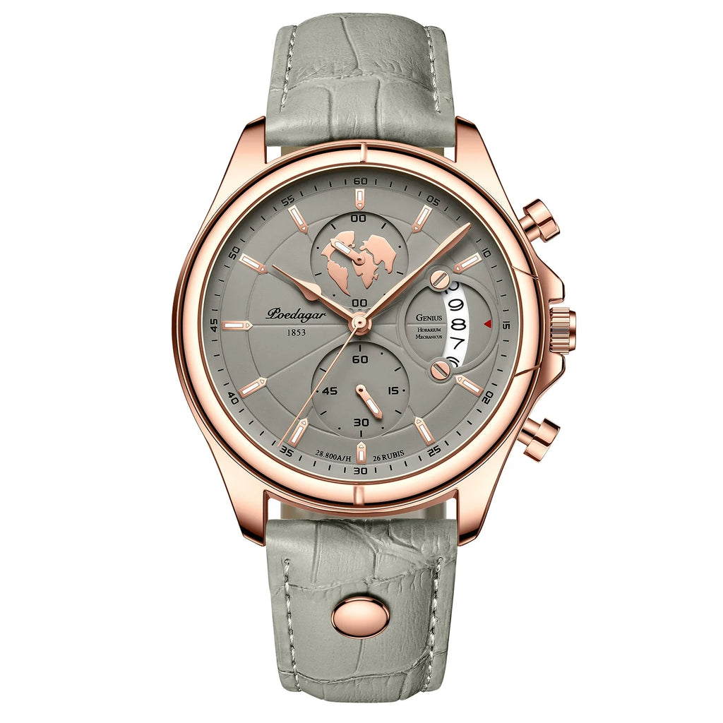 POEDAGAR Luxury Man Wristwatch Chronograph Date Waterproof Leather Men Watch Casual Quartz Men's Watches Sports Male Clock Reloj Vera Lux