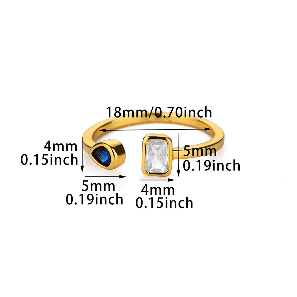 Zircon Square Drop Rings For Women Stainless Steel Gold Color Geometric Ring Wedding Engagement Christmas Jewelry Gift Vera Lux
