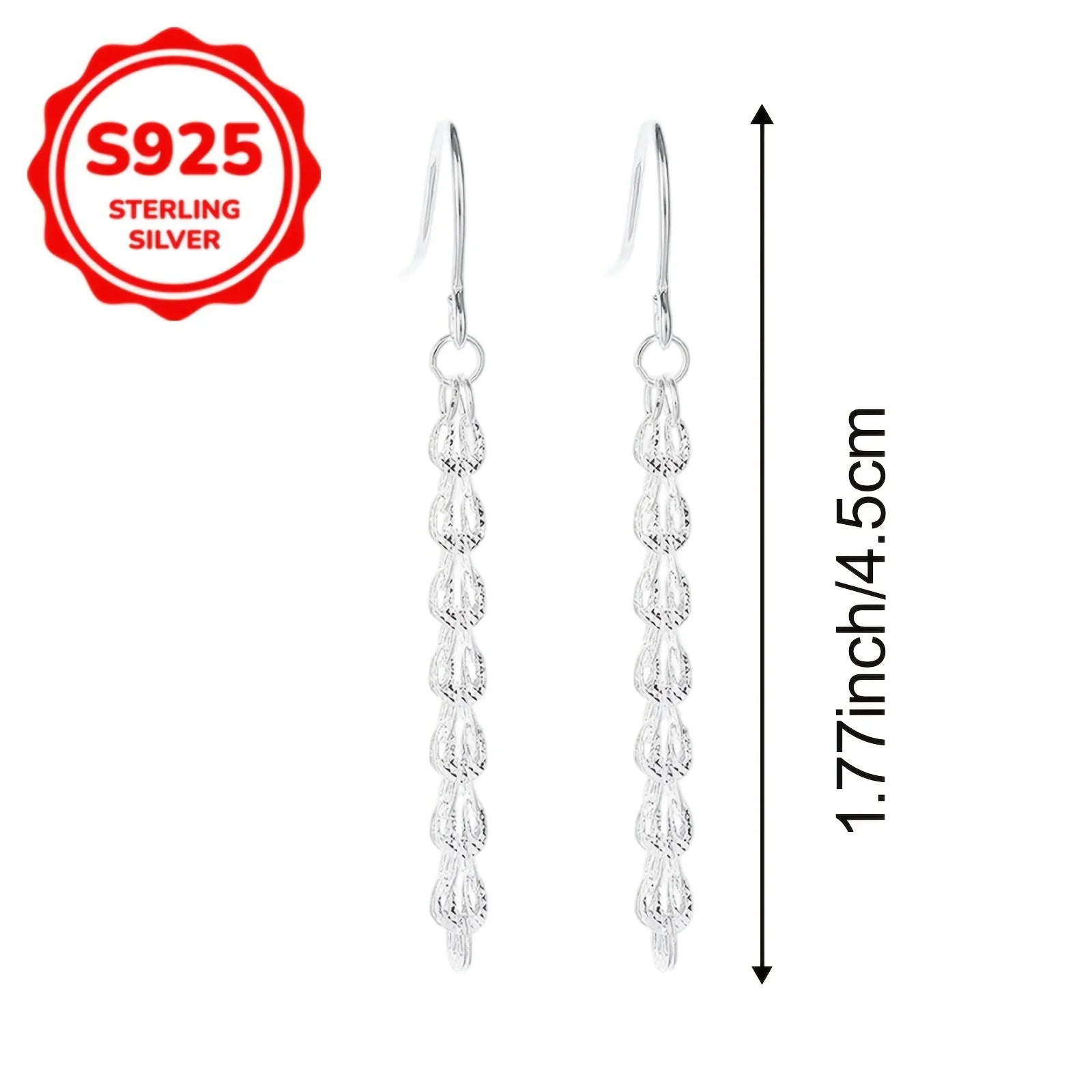 Ladies' simple and casual S925 silver phoenix-tail hook earrings, hypoallergenic earrings for daily wear by women