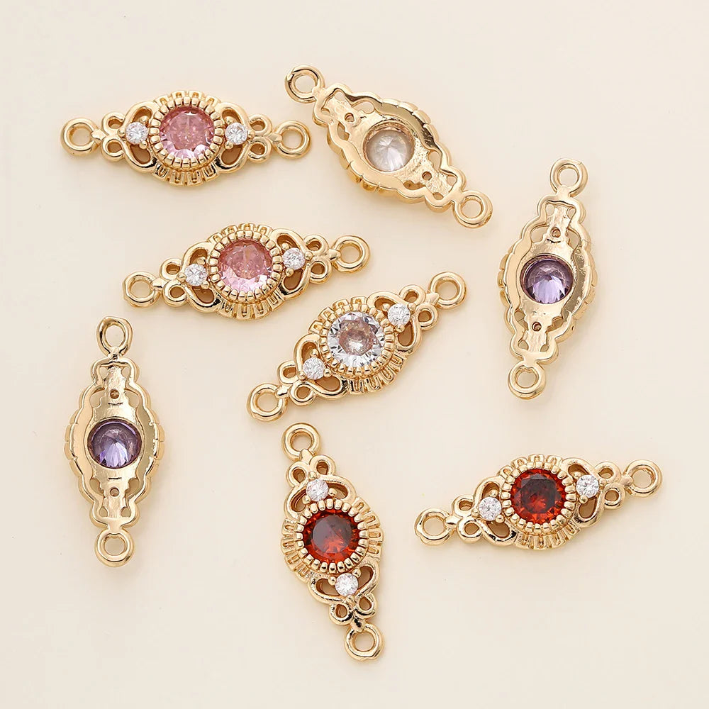 5/10Pcs/Pack 18K Gold Color Plated Metal Brass 2 Holes Oval Connector Pendants for DIY Necklace Jewelry Making Accessories Vera Lux