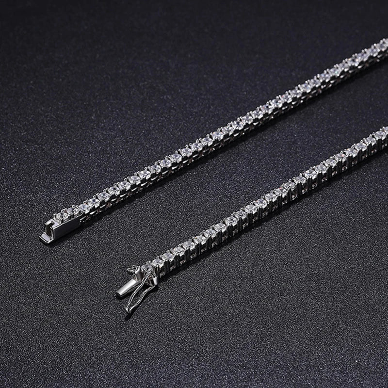 NeeTim 2.5mm Full Moissanite Tennis Necklace 925 Sterling Silver with Gold Plated Necklaces Neck Chain Fine Jewelry for Women Vera Lux