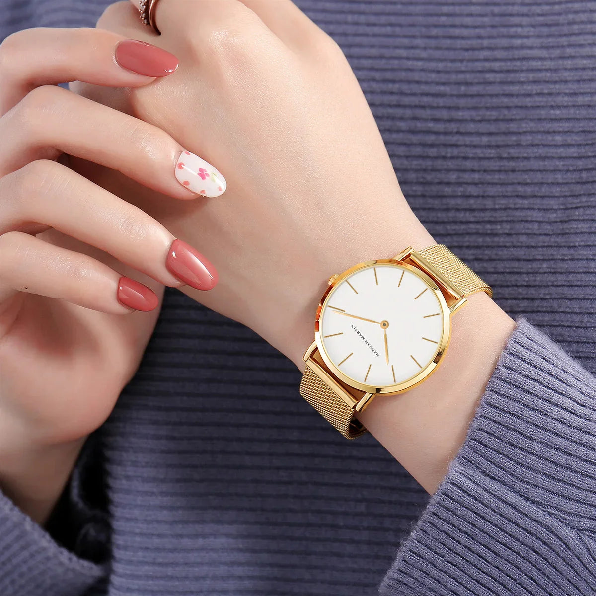 HANNAH MARTIN Brand Quality Stainless Steel Japan Quartz Movement Waterproof Women 36mm Full Rose Gold Ladies Dropshipping Watch Vera Lux