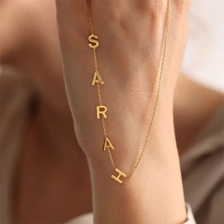 SUNIBI Custom Name Necklace for Woman 26 Letter Plain Pendant Choker Charm Patchwork Gold Color Necklace Women Fine Jewelry Gift Vera Lux