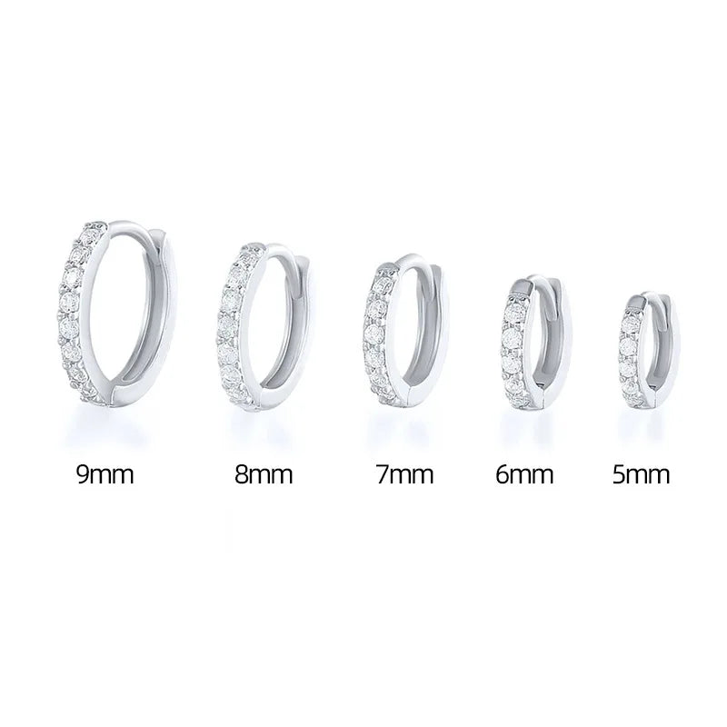 2PCS Stainless Steel Minimal Crystal Zirconia Hoop Earrings Gold Silver Color Small Huggie Cartilage Earring Piercing Jewelry Vera Lux