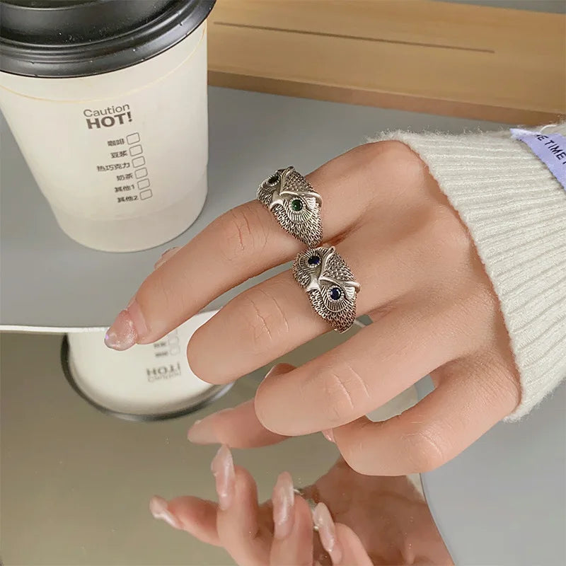925 Sterling Silver Owl Zircon Open Rings For Women Wedding Engagement Luxury Jewelry Accessories Wholesale Jewellery Vera Lux