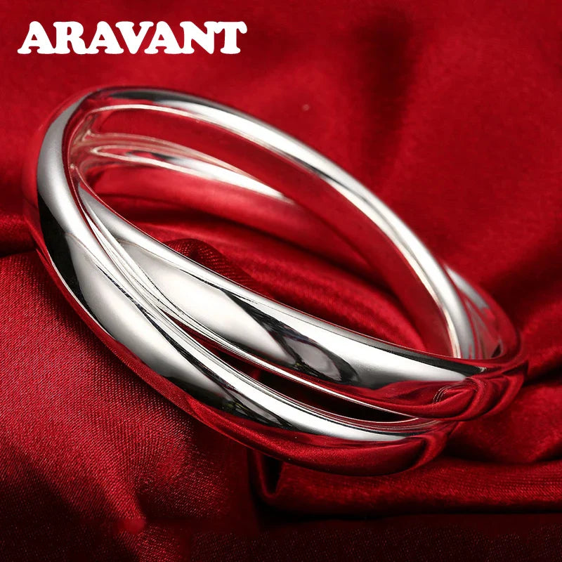 Aravant 925 Silver Double Circle Bangles For Women Men Fashion Jewelry Vera Lux