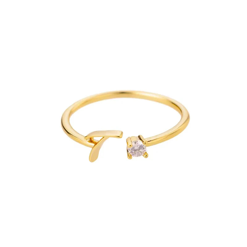 A-Z Initial Letter Open Rings for Women Stainless Steel Gold Color Zircon Adjustable Ring Trendy Couple Wedding Jewelry Gift Vera Lux