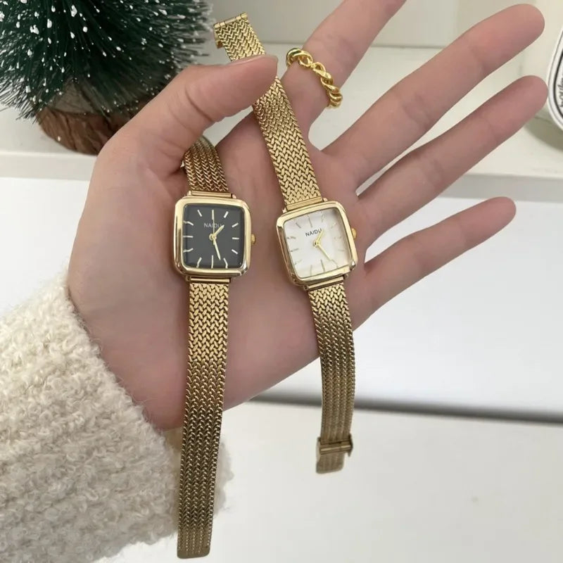 Brand Simple Quartz Watch for Women Retro Luxury Gift Ladies Watches Small Dial Adjustable Stainless Steel Strap Wristwatches Vera Lux