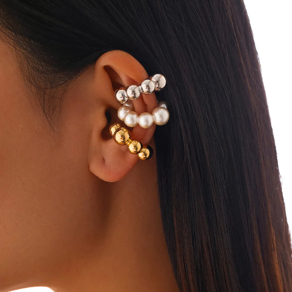 Three Pieces Set Pearls Without Ear Holes Clip Earrings for Women Fashion Customized Jewelry Minimalist Accessories Wholesale Vera Lux