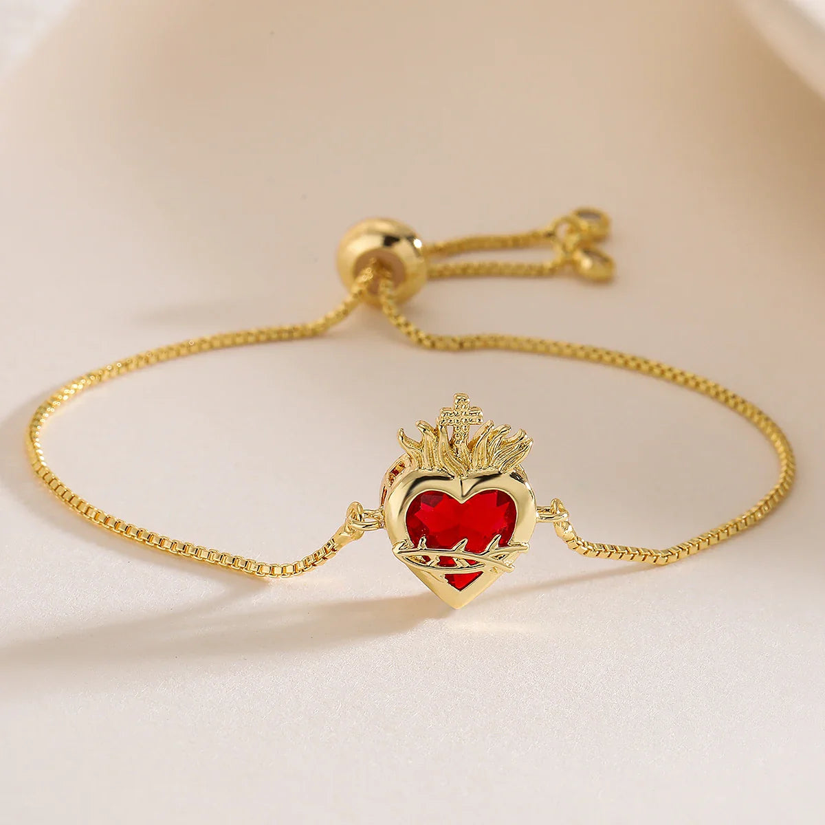 NEWBUY Delicate 4 Style Red Crystal Heart Charm Bracelets For Women Adjustable Shiny CZ Party Jewelry Female Vera Lux