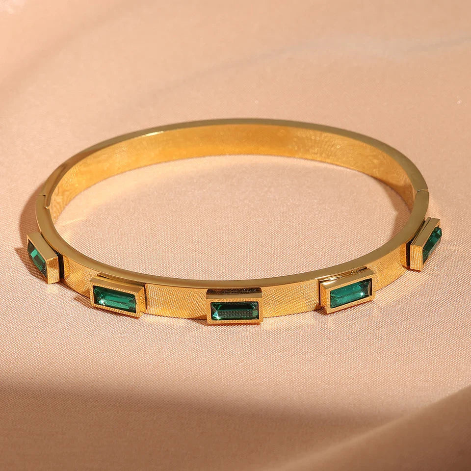 Yupsk 3Pcs Gold Color Stainless Steel Stacked Bangle Bracelets for Women Exquisite Inlaid Zircon Waterproof Party Jewelry Vera Lux