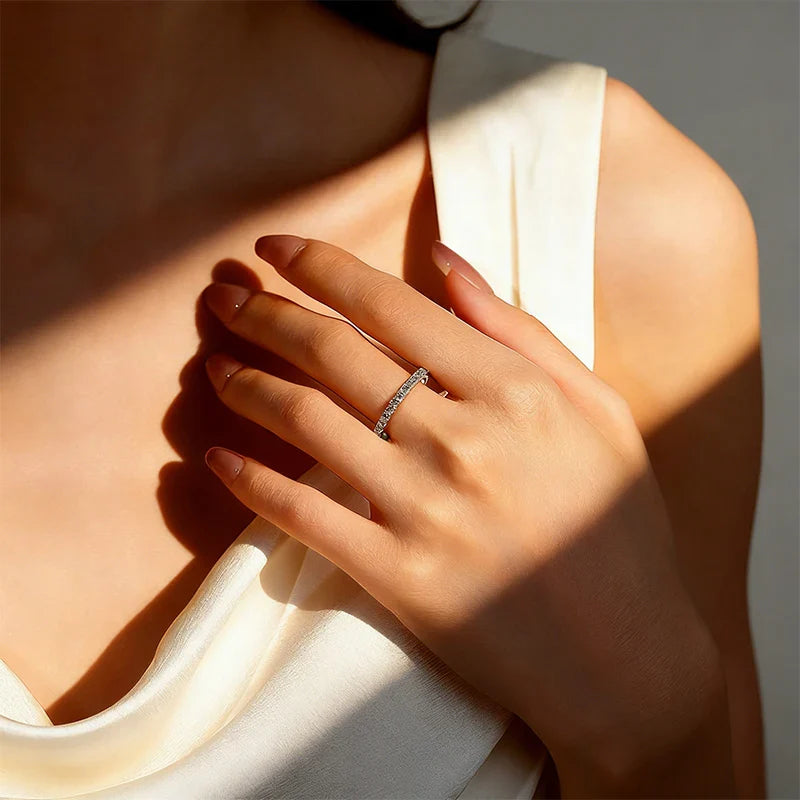 NeeTim D Color 2mm Full Moissanite Diamond Ring for Women Sterling Silver 925 with Gold Plated Wedding Bridal Band Rings Jewelry Vera Lux