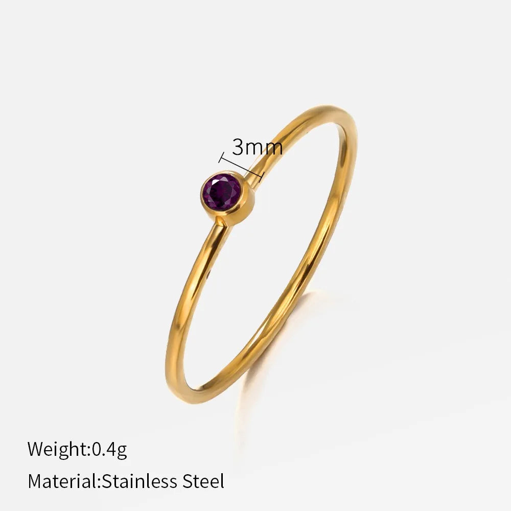 316 Stainless Steel Birthstone Ring Gold Color Simple Fashion Style For Women Festival Party Gift Jewelry Dropshipping Vera Lux