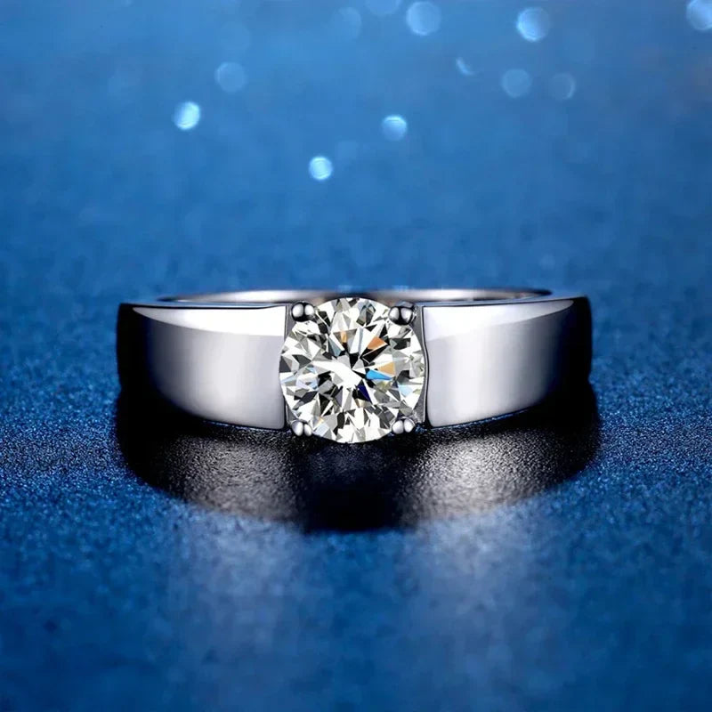 NeeTim 1ct 2ct D Moissanite Wedding Band Men Ring 925 Sterling Silver Engagement Rings For Man With Certificate Fine Jewelry Vera Lux
