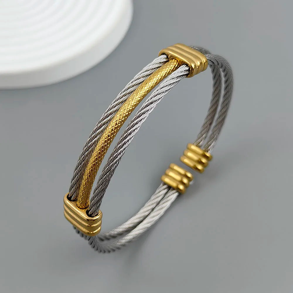 New three-layer steel wire mesh gold-plated stainless steel bracelet 18K, high quality waterproof couple bracelet, wife gift Vera Lux