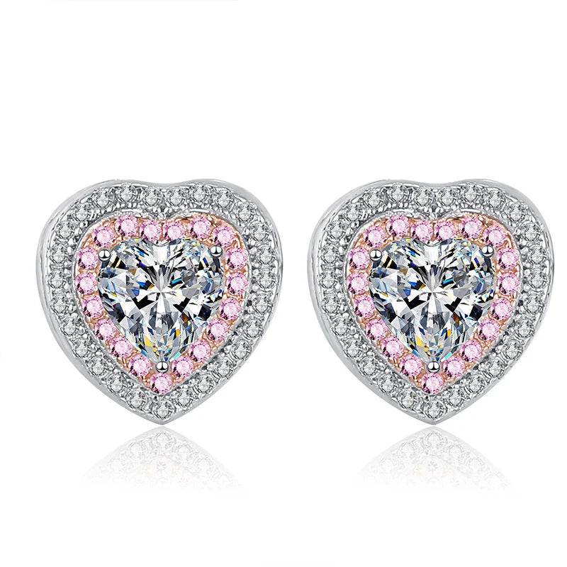 NeeTim 0.5ct Moissanite Earrings for Women Heart Shaped Lab Diamond Ear Studs 925 Sterling Silver Party Wedding Fine Jewelry Vera Lux
