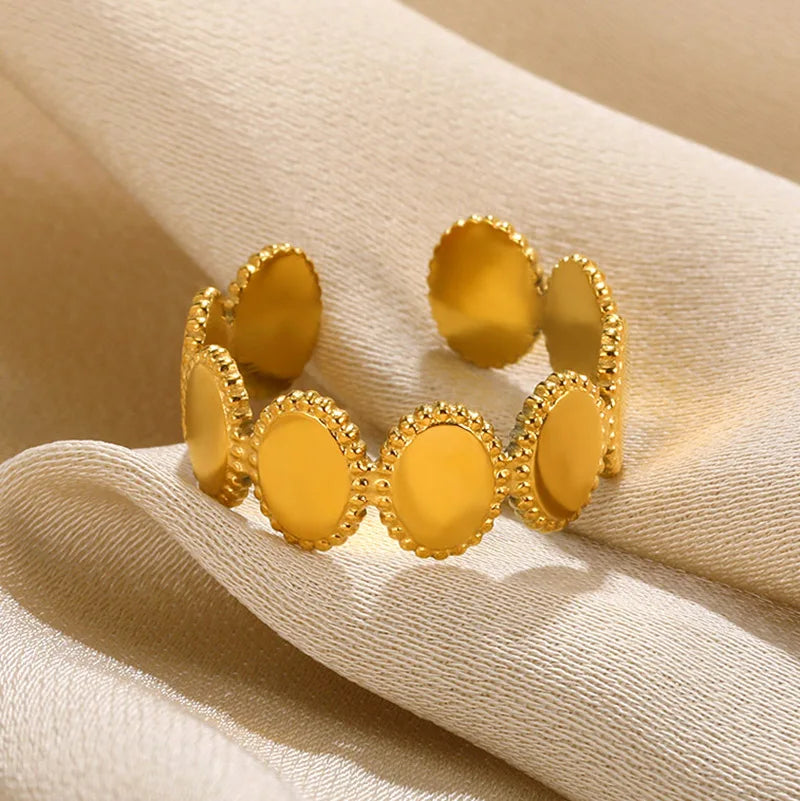 Anti-Stress Rotating Beads Rings for Women Men Gold Color Stainless Steel Double Smooth Beads Finger Ring Party Jewelry Gift Vera Lux