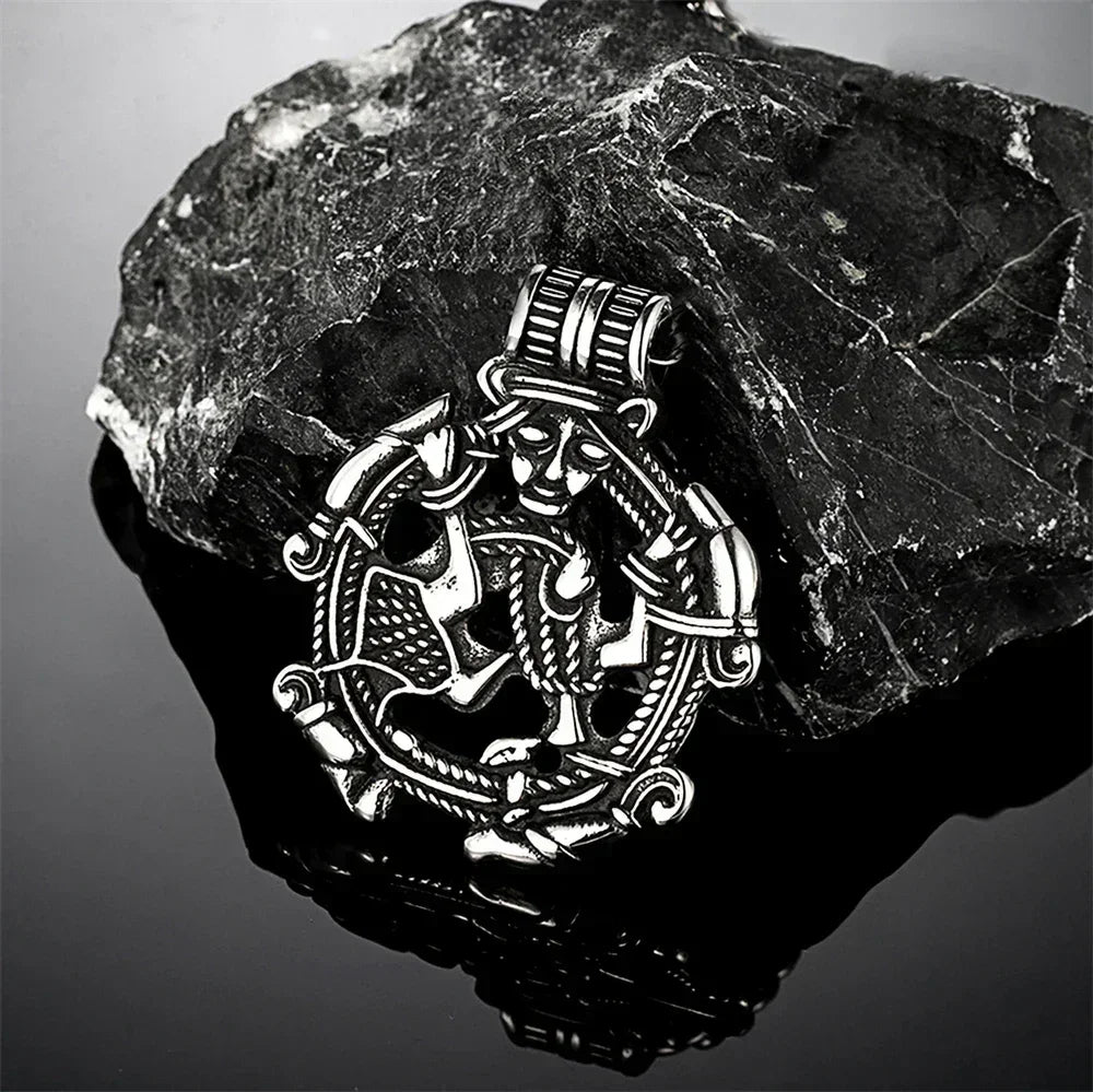 Vintage Vikings Loki Hollow Necklaces Men Stainless Steel Norse Mythology Trinity Pendant Amulet Scandinavian Jewelry Male Gifts Femstylo