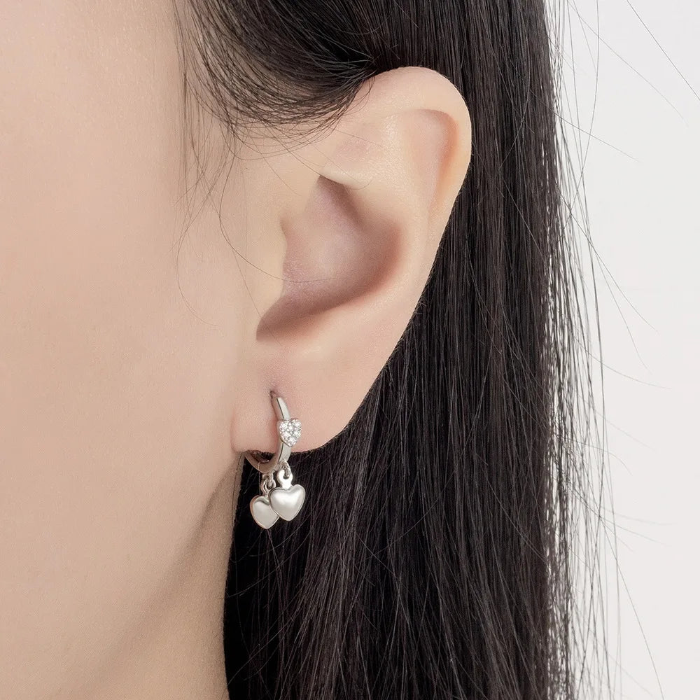 925 Sterling Silver Heart Zircon Stud Earrings For Women Wedding Elegant Luxury Jewelry Accessories Jewellery Prevent Allergies Vera Lux