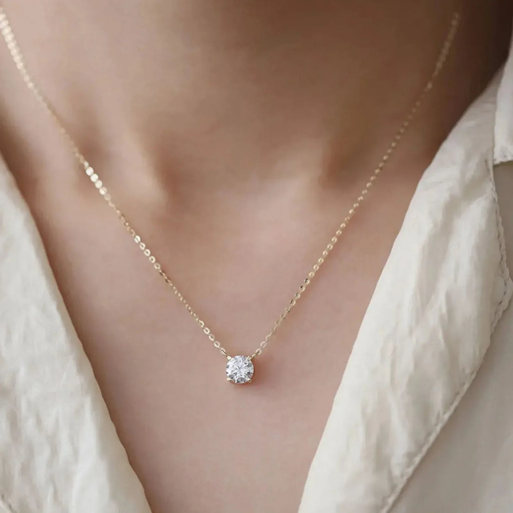 925 Sterling Silver 18k Gold Plated Necklace Versatile Single Sparkling Zircon Clavicle Chain for Women Wedding Jewelry Vera Lux